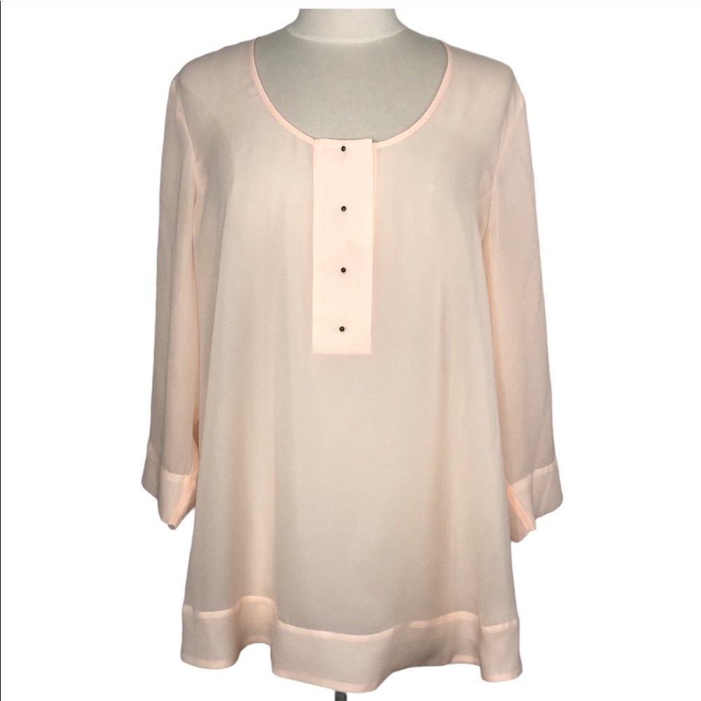 Soft Surroundings Peach Tunic Pullover Sheer Top